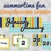 Summertime Fun - Navy, Turquoise, Orange, Yellow, and Lime Green - Printable - Matching Classroom Calendar - INSTANT DOWNLOAD