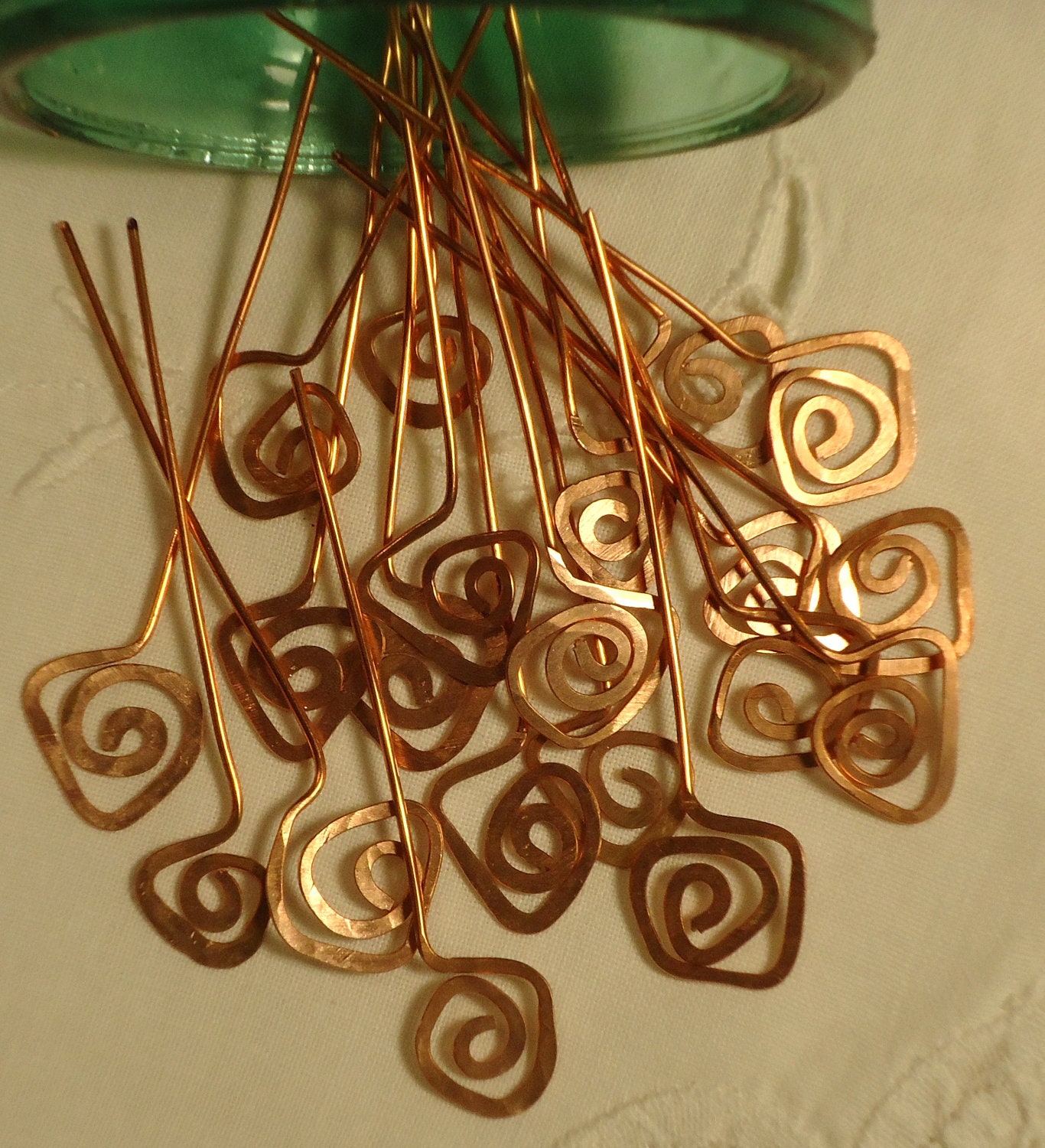 20   18 Gauge 2" Copper Zentangle Head Pins