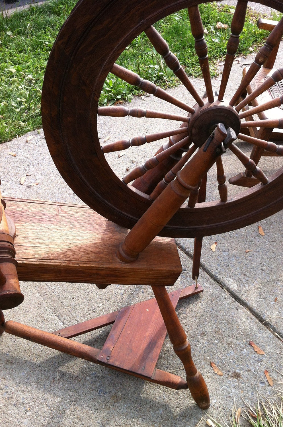 Primitive 19th Century Flax Spinning Wheel Antique by AgeAndBeauty