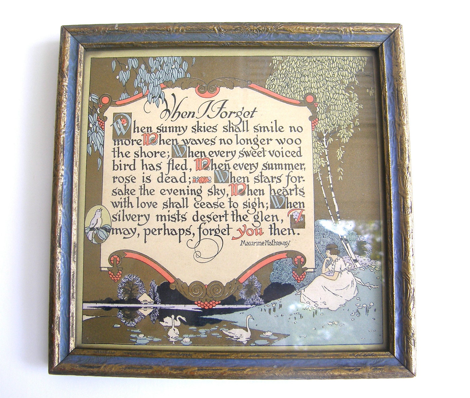 Antique Art Nouveau Friendship Poem 1920's