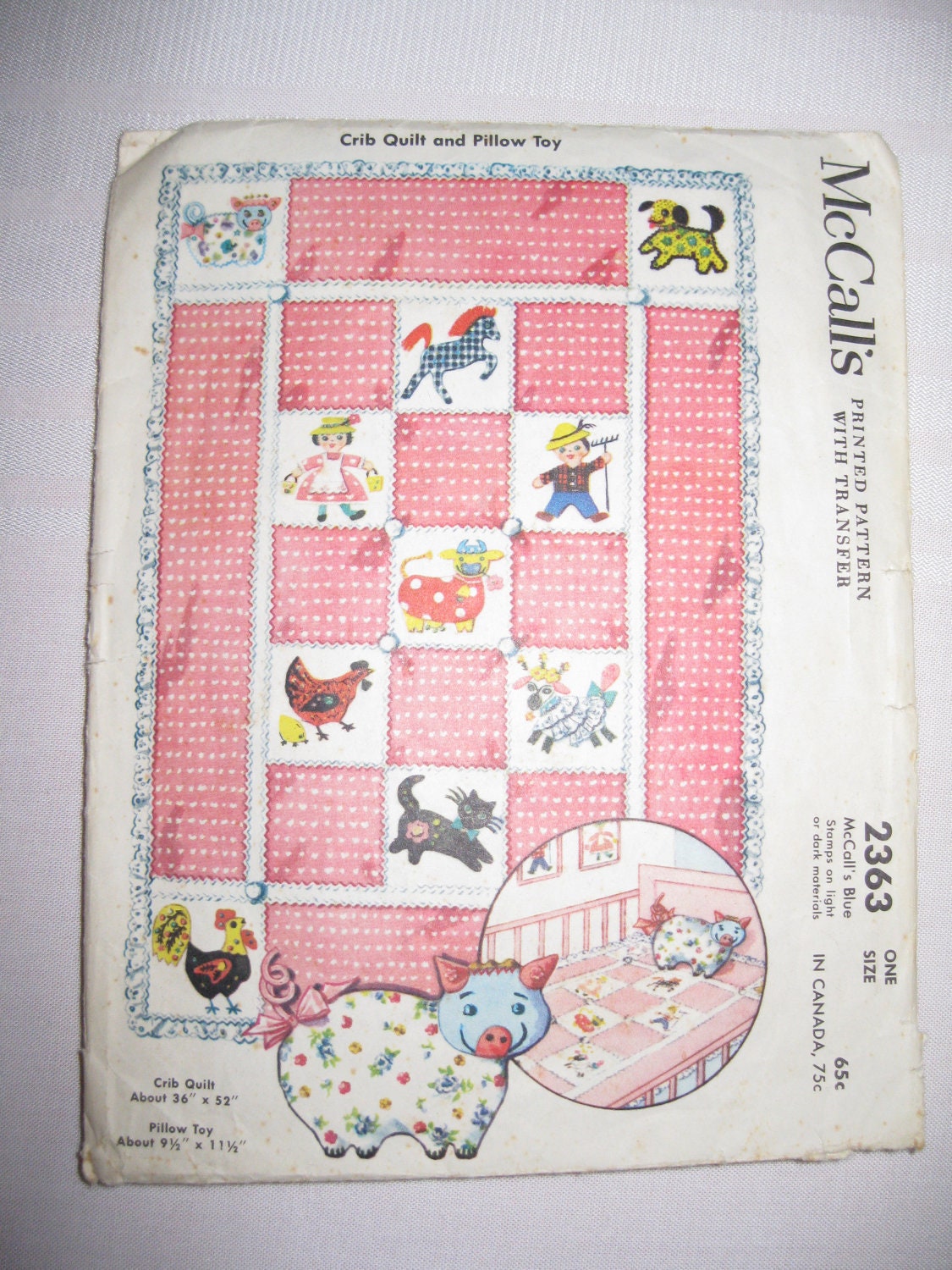 1959 McCall's Crib Quilt & Pillow Toy Pattern