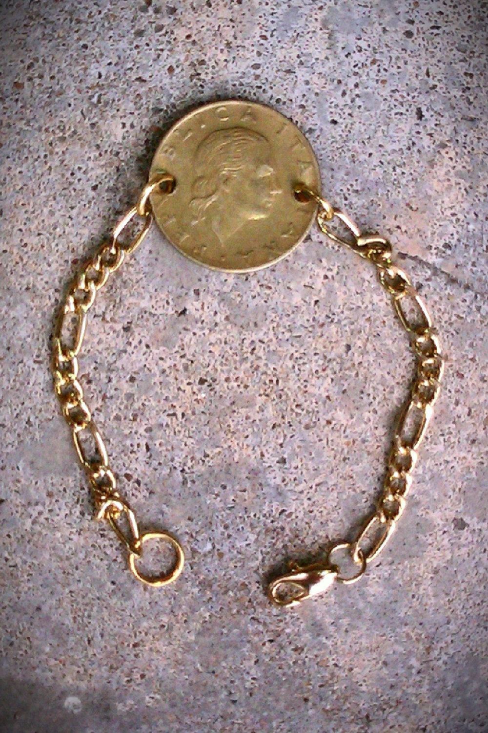 Italian Lira gold vintage coin jewelry chain link by bleustuff1
