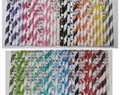 50 You Pick Colors  Stripe Polka dot paper straws wedding birthday shower     Bonus DIY Flags