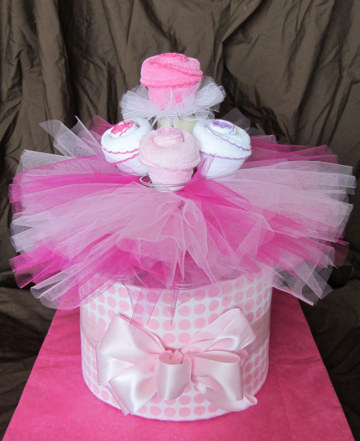 Items similar to Tutu Cute Diaper Cake w/ Bib Cupcakes on Etsy