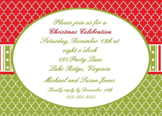 Printable Red and Green Christmas Invitation Il_570xn
