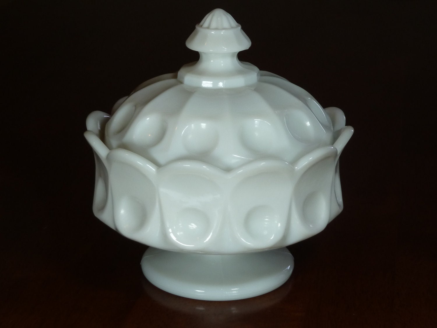 Milk Glass Pedestal Candy Dish With Lid By Uniquefinds4you On Etsy 4520