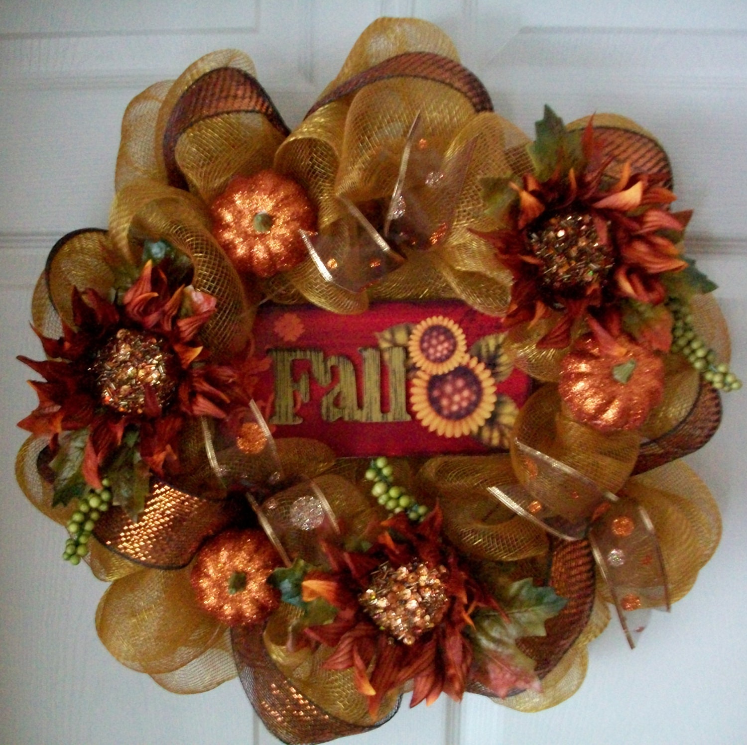 SALE...SALE...15.00 OFF...Fall Deco Mesh Wreath