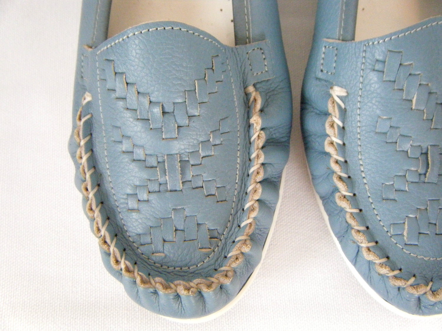 light blue moccasins
