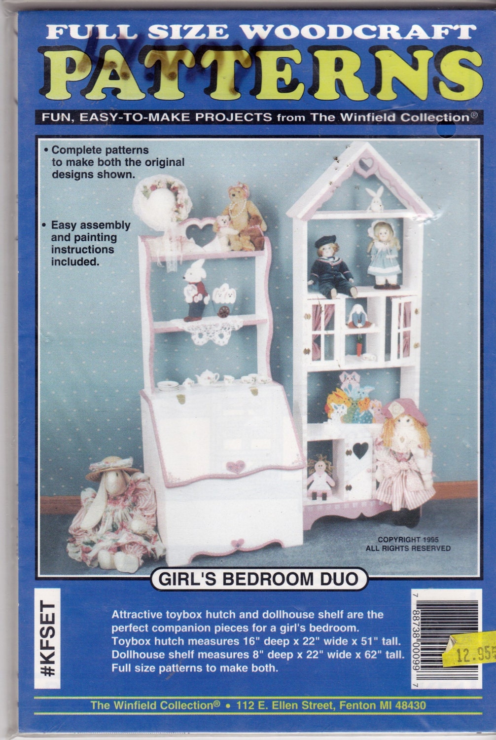 Full Size Woodcraft Pattern - Girl's Bedroom Duo Toybox HUTCH 