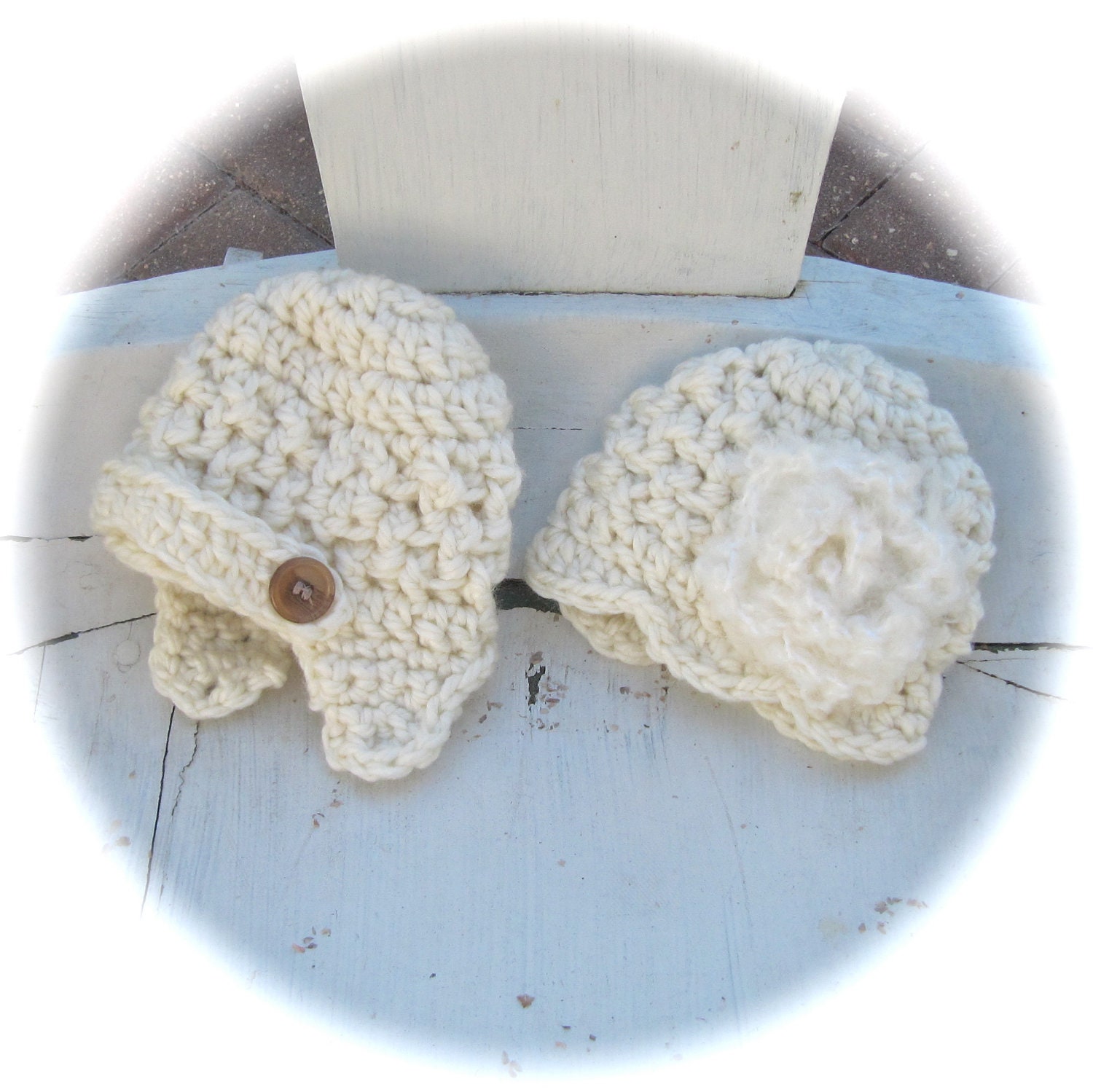 Twins Ivory Hat Set Boy & Girl