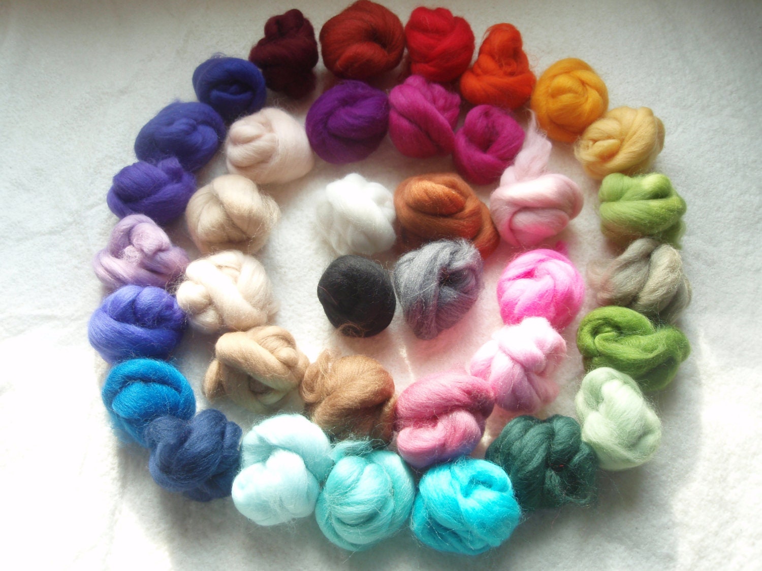 Reserved for jilliandemontigny HUGE Felting Kit- Includes 35 colours (170 grams) Plus 50 Grams White Merino, Five Needles, and Large mat