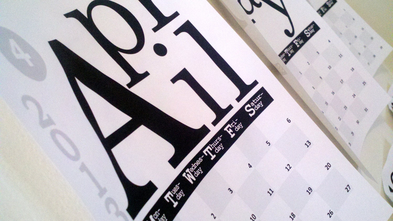 2013 Printable Modern Wall Calendar