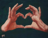 Original Oil Painting Fine Art Hand Portrait Love High Quality Print 8x10