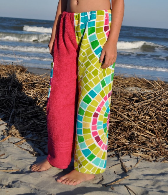 Pink Tile Pattern Towel Pants by DrylandApparel on Etsy