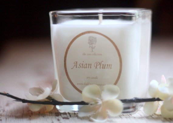 Candle. Soy Wax.  Hand Poured.  Asian Plum.  Fragrant  7 oz  Zen Collection - HiddenAcresSoapCo