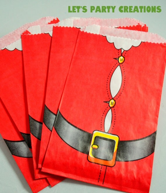 Christmas Favor Bags--25 SANTA SUIT Favor Bags, Santa Bags, Holiday Favor Bags: DIY Christmas Party, Holiday Party, boutique/bakery bag Il_570xn