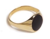 Signet ring inlaid enamel in custom color, 14K goldfield signet ring inlaid enamel in custom color, 14 karat gold plated seal ring