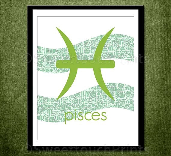 Zodiac sign art print Pisces 8x10 elegant by SweettouchPrints