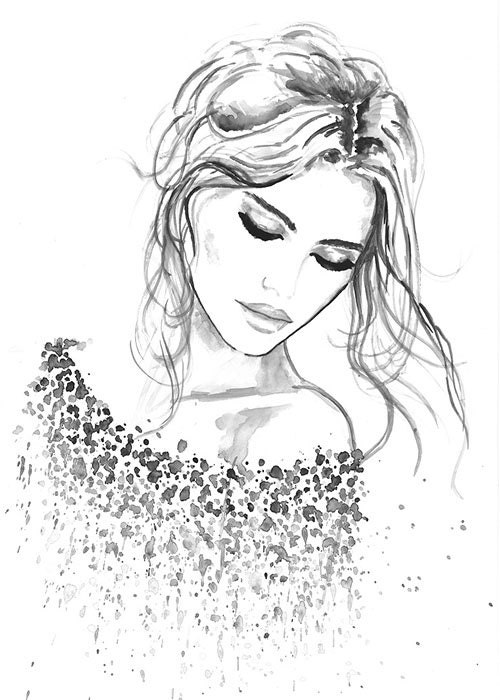 Print from Original Watercolor Fashion Illustration Modern Art Painting titled Life In Love