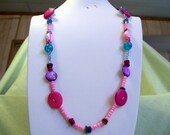 Geeky Cool Gift for Mom Handmade fun necklace, Colored Mother of Pearl, Swarovski Crystal, Stylish 101512-3