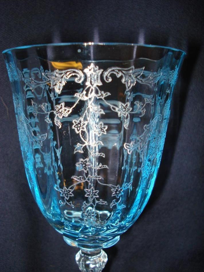 Items similar to Vintage FOSTORIA NAVARRE Azure BLUE Etched Crystal