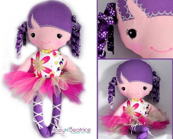 Violet The Berry Fairy Doll - Handmade-Purple Doll- Tutu doll