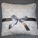 Accent Pillow Grey/White Damask RIBBON Bow TRADITIONS Storm