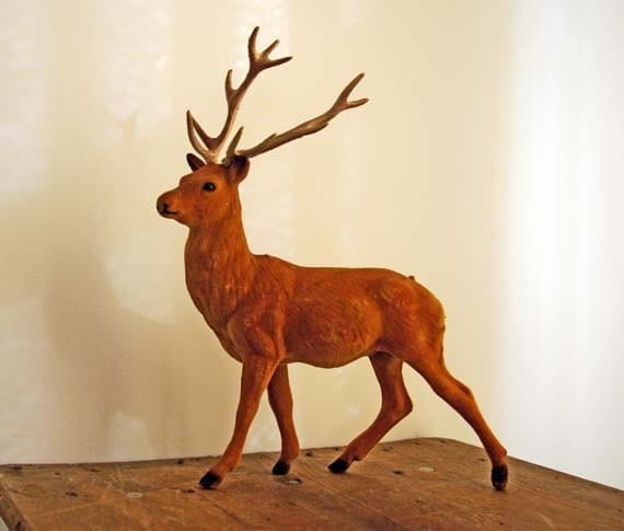 flocked deer figurine