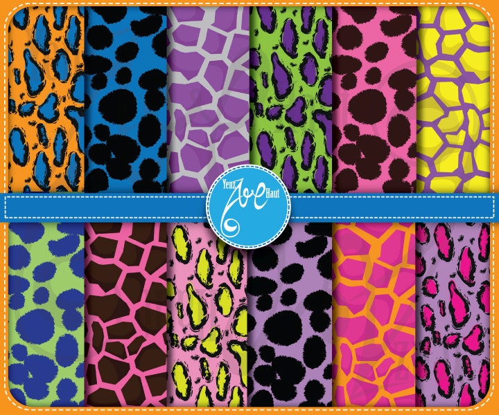 Digital Paper Animal Print Clip Art Printable animal print ,Leopard Print, Cheetah Print, Giraffe Print, Scrapbook, Cards, Invitations Dp008 Il_570xn
