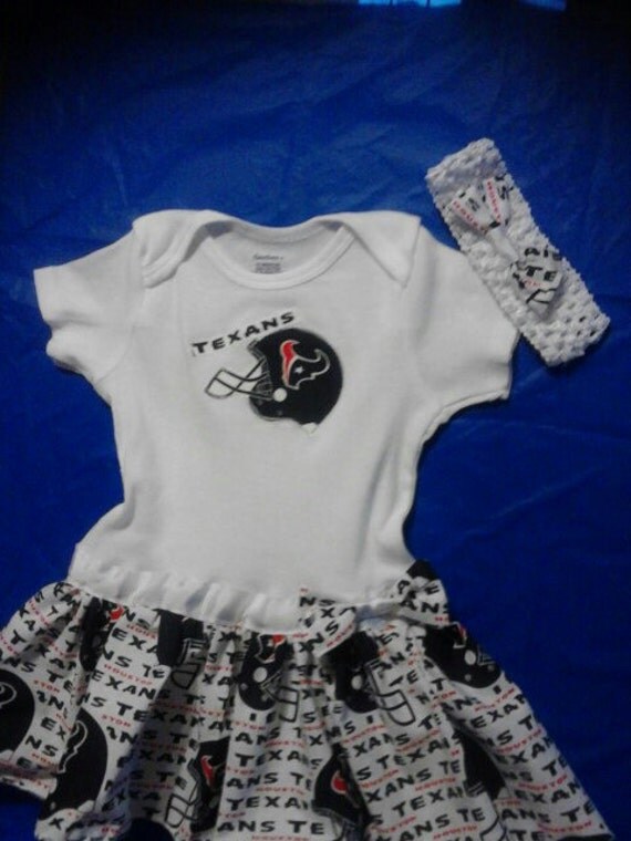 Houston Texans Baby Onesie Set w/ Matching headband & by HONEELOU