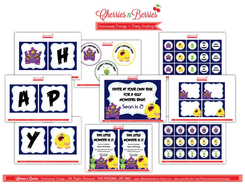 Monsters Bash - Full Birthday Printable Collection Il_570xn
