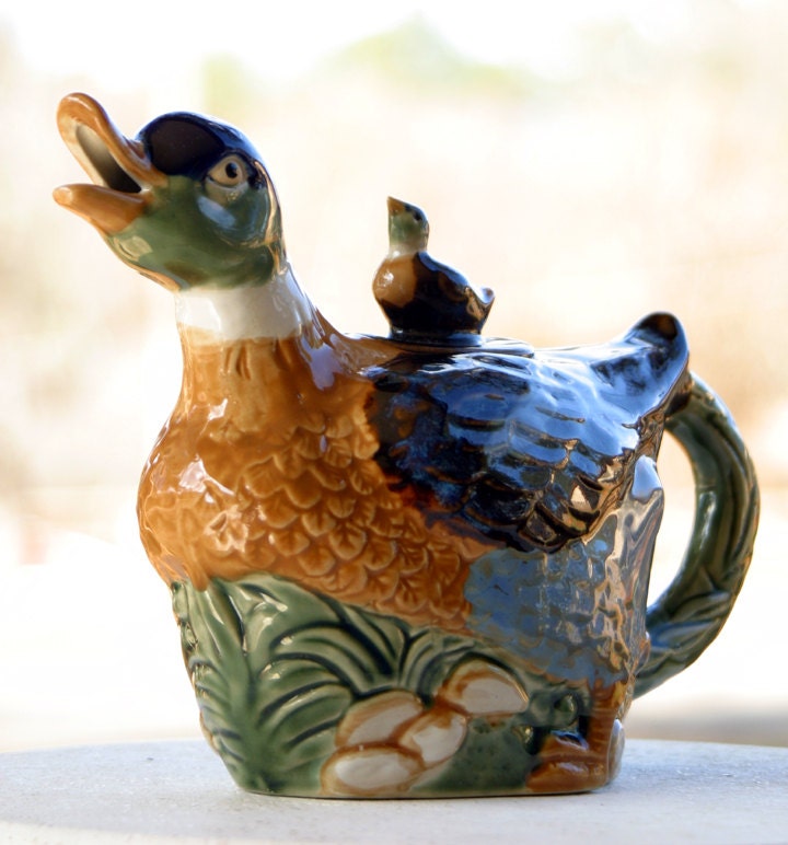Items similar to Duck Teapot with Baby Duck Lid. Collectible Ceramic