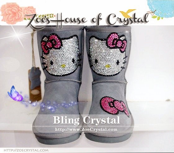 WINTER Sheepskin Shearling Boots with stylish Crystals KITTY - 3 COLORS
