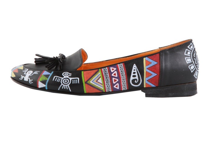 Custom made - Hand painted "Peru Design Flat Shoes"