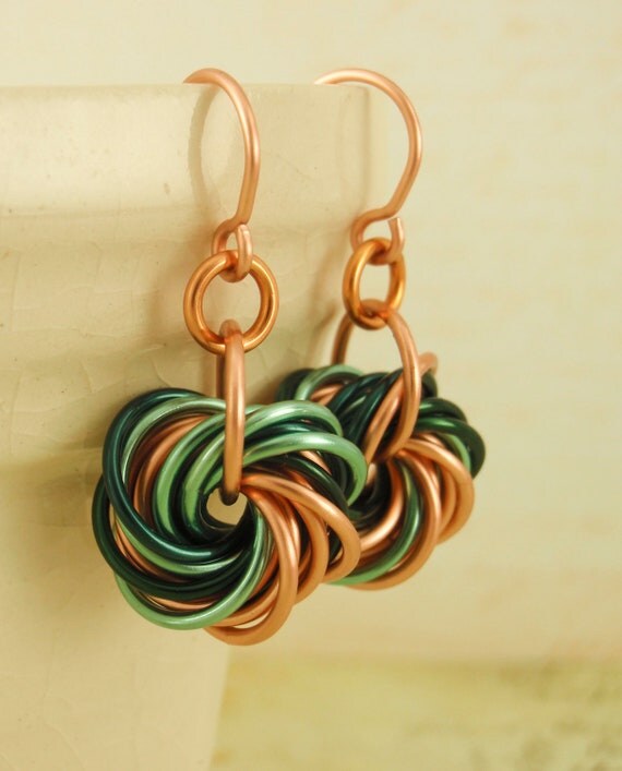 Eternity Copper Earrings - The Stylish Side of Chainmaille - Your Pick of Accent Color