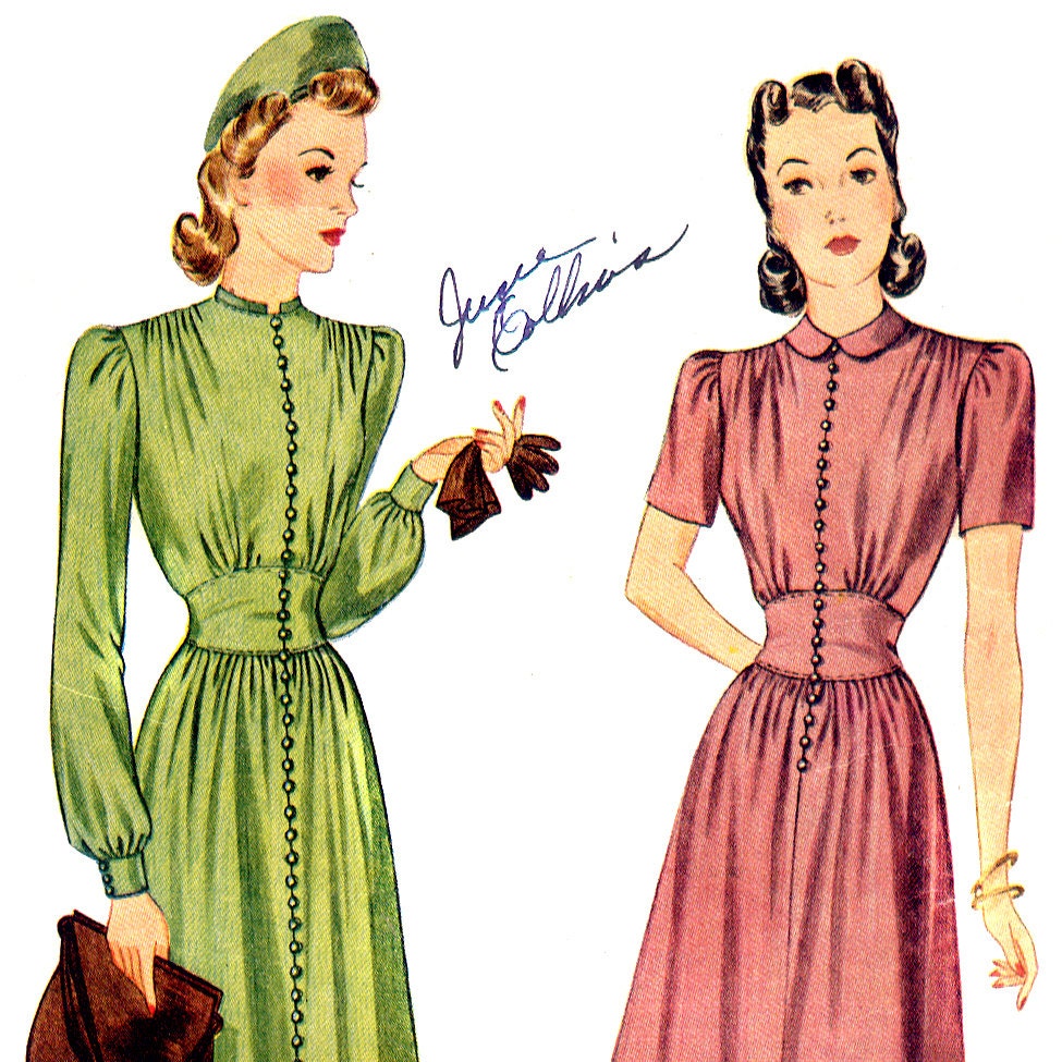 Vintage 1940s Gorgeous 1941 Button Up Dress Pattern- Simplicity 3760 - Bust 32 - Size 14