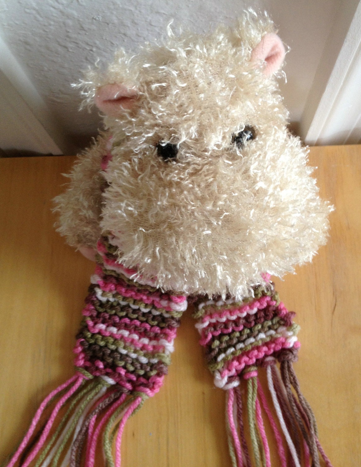 Cute Stuffed Animal with Hand-knit Scarf