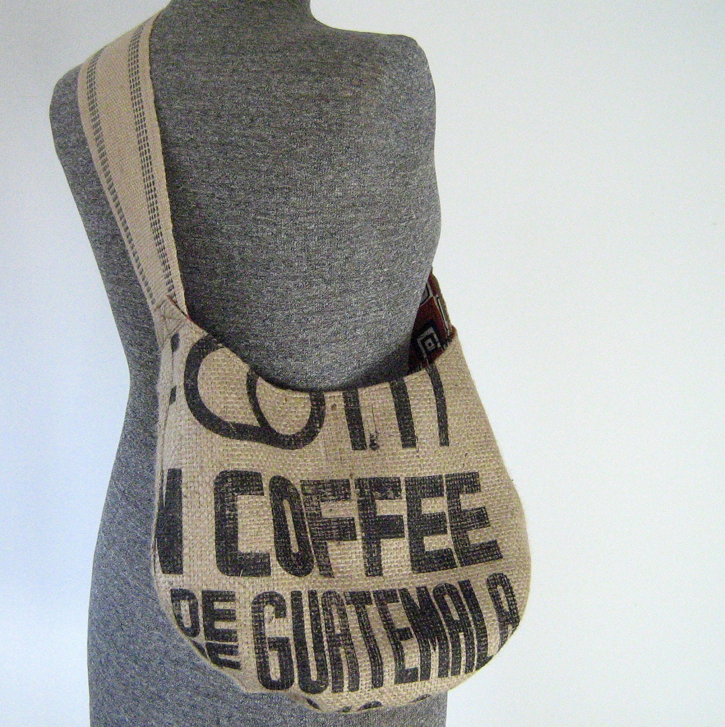 Repurposed Burlap Coffee Bag Hobo Bag, Purse, Crossbody Bag