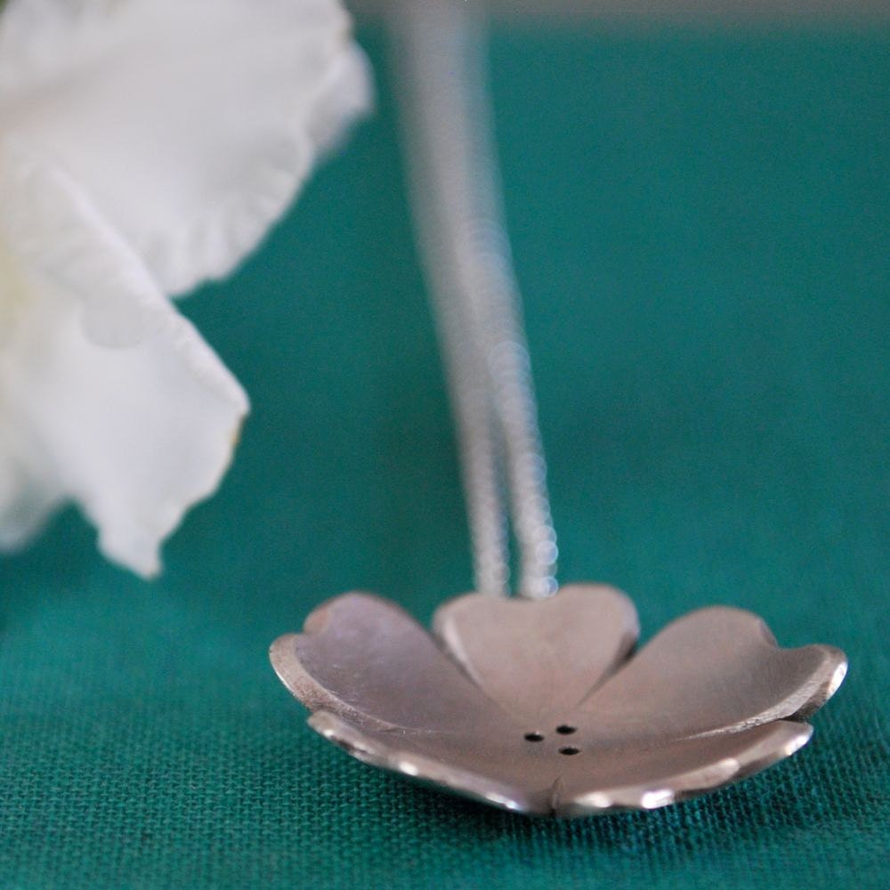 Hibiscus Necklace, Sterling Silver, Artisan Metalwork