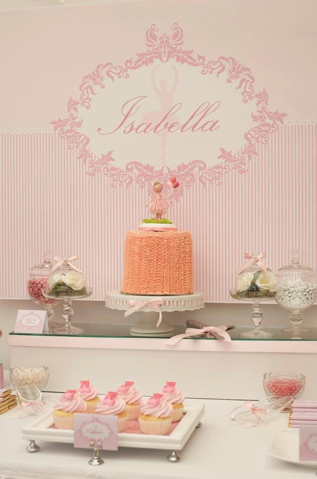 PINK DAMASK BALLERINA Printable Party Backdrop - you print Il_570xn