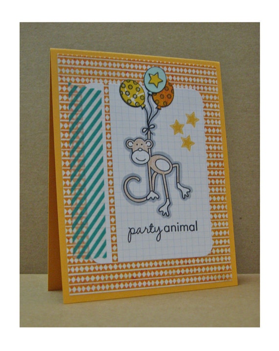 Monkey Party Animal Birthday Card