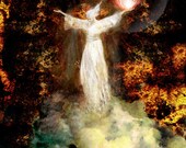 ILLUMINAIRE Fine Art Print, Vintage Spalenka Art, Spiritual, Fire, Angel, Goddess,