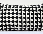 Mountains of Montana - black and natural triangle repeat pattern organic screenprinted pillow