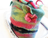 Rose Garden black teapot felt crazy tea cosy