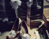 Marie Antionette lace and rhinestone bridal shoe clips