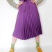 Vintage skirt / purple accordion midi skirt / M