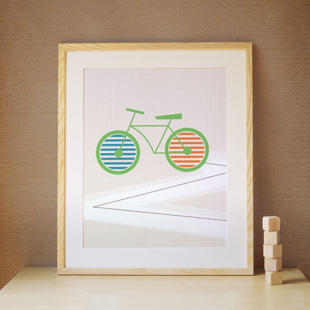 Nursery Art, Decor for Baby Nursery, Kids and Children Rooms. 16x20 Bike Print