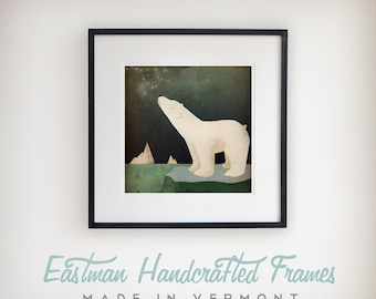 Earth Day CONSTELLATION Polar Bear graphic art giclee print 12x12 inches FRAMED 20x20 inches signed