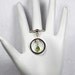 Sterling Silver, Green Peridot, Cultured Pearl Circle Pendant on Sterling Snake Chain