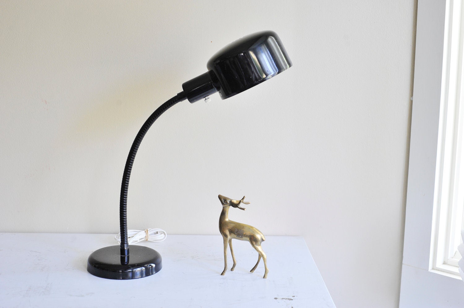On SALE // Working Vintage Black Gooseneck Modern Desk Lamp